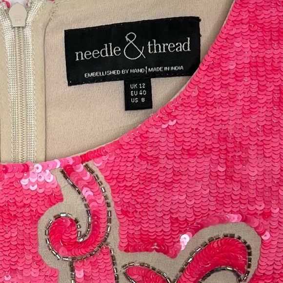 Needle & Thread Sequin Motif Shift Dress Pink Size 8 - Picture 8 of 12